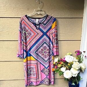 Perception Concept Printed Knee Length 3/4 Sleeves Dress Small